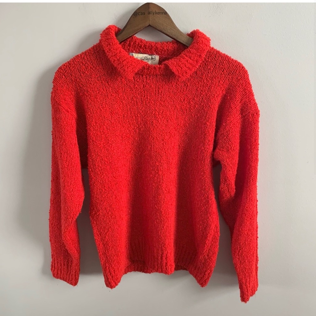 Dvf | Vintage Red Pullover Sweater Lapel Collar M